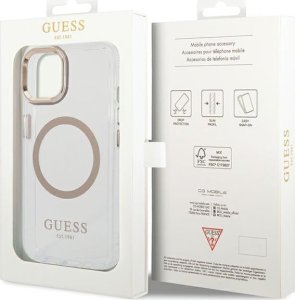 Guess Guess GUHMP15MHTRMD iPhone 15 Plus / 14 Plus 6.7" złoty/gold hard case Metal Outline Magsafe 8