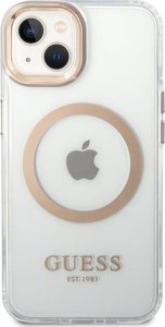 Guess Guess GUHMP15MHTRMD iPhone 15 Plus / 14 Plus 6.7" złoty/gold hard case Metal Outline Magsafe 9