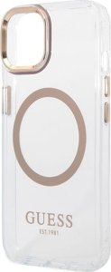Guess Guess GUHMP15MHTRMD iPhone 15 Plus / 14 Plus 6.7" złoty/gold hard case Metal Outline Magsafe 10