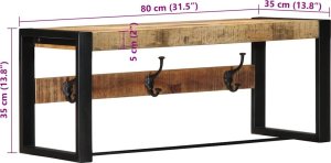 vidaXL Wieszak na ubrania 80x35x35 cm lite drewno surowe mango 8