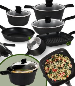 ZESTAW GARNKÓW ALUMINIOWYCH POWŁOKA NON-STICK 8 ELEMENTÓW INDUKCJA GAZ PIEKARNIK 1