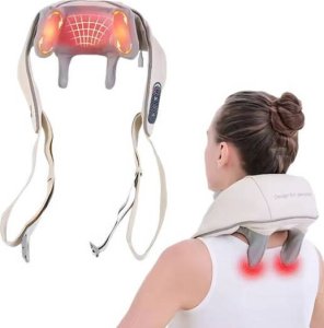 MASAŻER SZYI KARKU I RAMION Z WYPUSTKAMI MASUJĄCYMI FUNKCJA GRZANIA PODUSZKA MASUJĄCA KABEL USB 2
