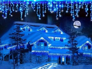 LAMPKI ZEWNĘTRZNE SOPLE 500 LED NIEBIESKIE 20M EFEKT FLASH KURTYNA GIRLANDA OŚWIETLENIE ŚWIĄTECZNE 5