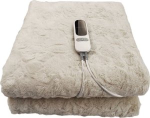 KOC ELEKTRYCZNY GRZEJĄCY Z PILOTEM PUSZYSTY MIĘKKI 180 X 160 BEŻOWY DWUOSOBOWY Z TIMEREM 2