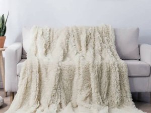 KOC ELEKTRYCZNY GRZEJĄCY Z PILOTEM PUSZYSTY MIĘKKI 180 X 160 BEŻOWY DWUOSOBOWY Z TIMEREM 5