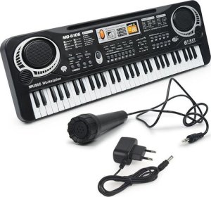 KEYBOARD PIANINO DO NAUKI ORGANY DLA DZIECI DOROSŁYCH 61 KLAWISZY MIKROFON ZASILACZ ZESTAW 2