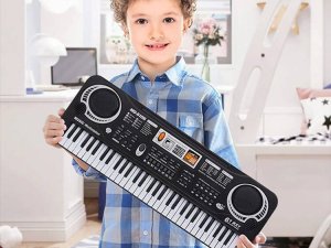 KEYBOARD PIANINO DO NAUKI ORGANY DLA DZIECI DOROSŁYCH 61 KLAWISZY MIKROFON ZASILACZ ZESTAW 8
