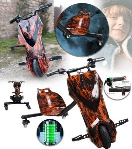 POJAZD 3-KOŁOWY CZERWONY SKUTER GOKART DRIFTUJĄCY DRIFTER LED DESKOROLKA DLA DZIECI MŁODZIEŻY 1
