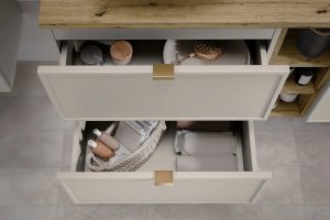 Szafka pod umywalkę nablatową BELLA CASHMERE 82-60-2S z blatem 60 cm kaszmir/dąb artisan COMAD 4