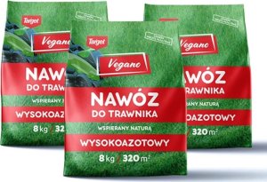 Wysokoazotowy nawóz do trawnika Vegano  wspierany naturą 3x8 kg 1