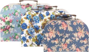 NIEBIESKIE KWIATY VINTAGE -Dekoracyjne walizeczki dziecięce 3 szt. Sass&Belle 3