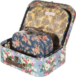 NIEBIESKIE KWIATY VINTAGE -Dekoracyjne walizeczki dziecięce 3 szt. Sass&Belle 4