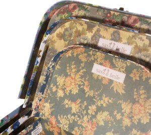 NIEBIESKIE KWIATY VINTAGE -Dekoracyjne walizeczki dziecięce 3 szt. Sass&Belle 5