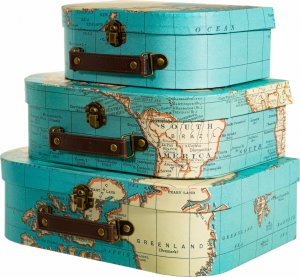 STARA MAPA - Dekoracyjne walizeczki dziecięce 3 szt. Sass&Belle 3