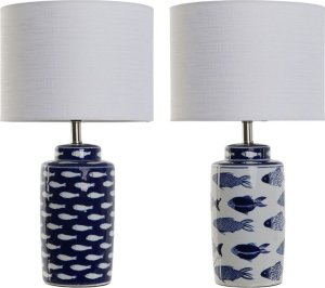 Lampa stołowa Home ESPRIT Niebieski Biały Ceramika 50 W 220 V 28 x 28 x 49 cm (2 Sztuk) 1