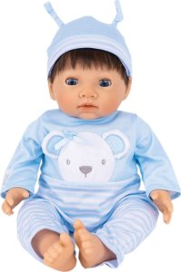 TINY TREASURES, Blue Bear Doll, Brown Hair 1