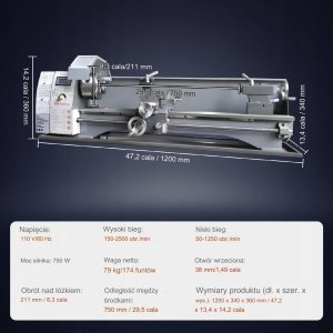 Tokarka Stołowa do Metalu 750 W 2