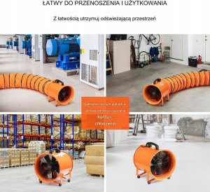 Vevor Przenośny Przemysłowy Wentylator Wyciągowy 304 mm Wąż 5 m 4