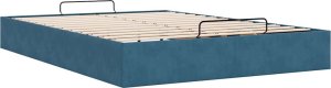 Rama łóżka otomana bez materacem, niebieska, 140x200cm, aksamit 7