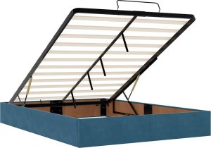 Rama łóżka otomana bez materacem, niebieska, 140x200cm, aksamit 8