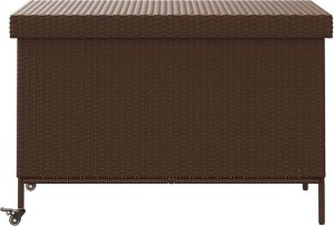Skrzynia ogrodowa vidaXL Skrzynia ogrodowa z kółkami, brązowa, 110x55x73 cm, polirattan 4