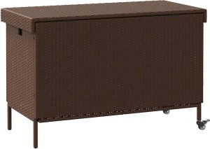 Skrzynia ogrodowa vidaXL Skrzynia ogrodowa z kółkami, brązowa, 110x55x73 cm, polirattan 6