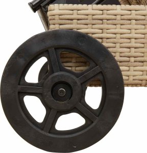 Leżak na kółkach, z poduszką, szary, polirattan 11