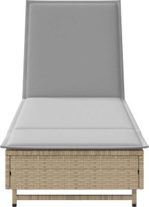 Leżak na kółkach, z poduszką, szary, polirattan 6