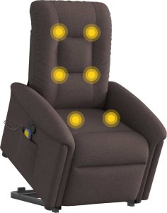 vidaXL Podnoszony fotel masujący, rozkładany, ciemnobrązowy, tkanina 2