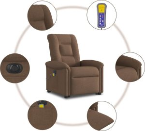 Podnoszony fotel masujący, elektryczny, rozkładany, brązowy 11