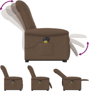 Podnoszony fotel masujący, elektryczny, rozkładany, brązowy 8