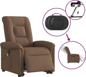 Podnoszony fotel masujący, elektryczny, rozkładany, brązowy 10