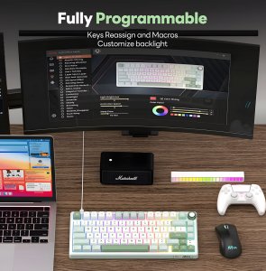 Klawiatura Royal Kludge RK R75 RGB Sky Cyan bezprzewodowa klawiatura | 75%, Hot-swap, Sidabrinis switches, US 12