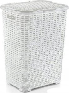 Kosz na biel.RATTAN 60l-biały 435x337x602 mm 1