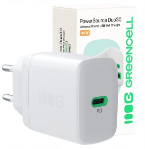 Greencell PowerSource Solo30 Biała Ładowarka sieciowa 30W USB-C Power Delivery 6