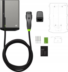 ŁADOWARKA EV Wallbox Green Cell HabuDen EVGC021B2275 22kW TYPE 2 7,5M GC App NFC BT Wi-Fi 6