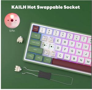 Royal Kludge R65 RGB Žalias sand laidinė mechaninė klaviatūra | 60%, Brown switches, US 2