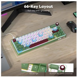 Royal Kludge R65 RGB Žalias sand laidinė mechaninė klaviatūra | 60%, Brown switches, US 4
