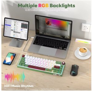 Royal Kludge R65 RGB Žalias sand laidinė mechaninė klaviatūra | 60%, Brown switches, US 5