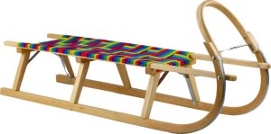 Sanki Drewniane Dwuosobowe Z Siedziskiem Parcianym Solidne LEAN Toys 1