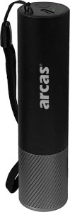 Handheld flashlight 3W, rechargeable USB-C, black, ARCAS 1