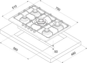 Gas hob Freggia HR750VGTCH 1
