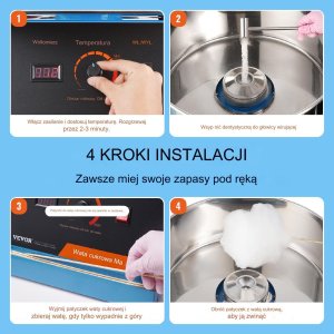 Elektryczna Maszyna do Waty Cukrowej Niebieska 4