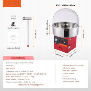 Elektryczna Maszyna do Waty Cukrowej Czerwona 2