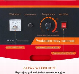 Elektryczna Maszyna do Waty Cukrowej na Kółkach Czerwona 2