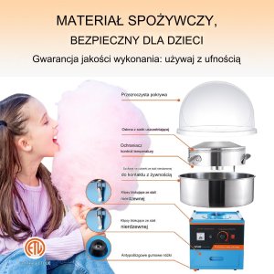 Elektryczna Maszyna do Waty Cukrowej Niebieska 3