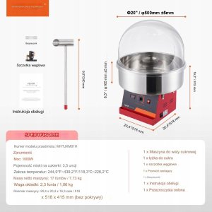 Elektryczna Maszyna do Waty Cukrowej Czerwona 2