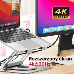 Unitek Podstawka pod laptop z odłączanym hubem USB-C HDMI 1,4, 4K PD 100W 6
