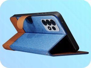 Hello Case Etui z Klapką Do Samsung Galaxy A13 4G (Jeans, Skórzane, Kabura) Szkło 9H 3