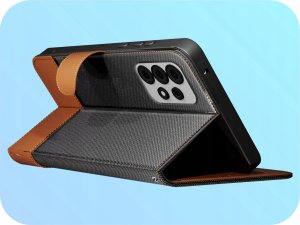 Etui z Klapką Do Samsung Galaxy A13 5G / A04s (Jeans, Skórzane)   Szkło 9H 3